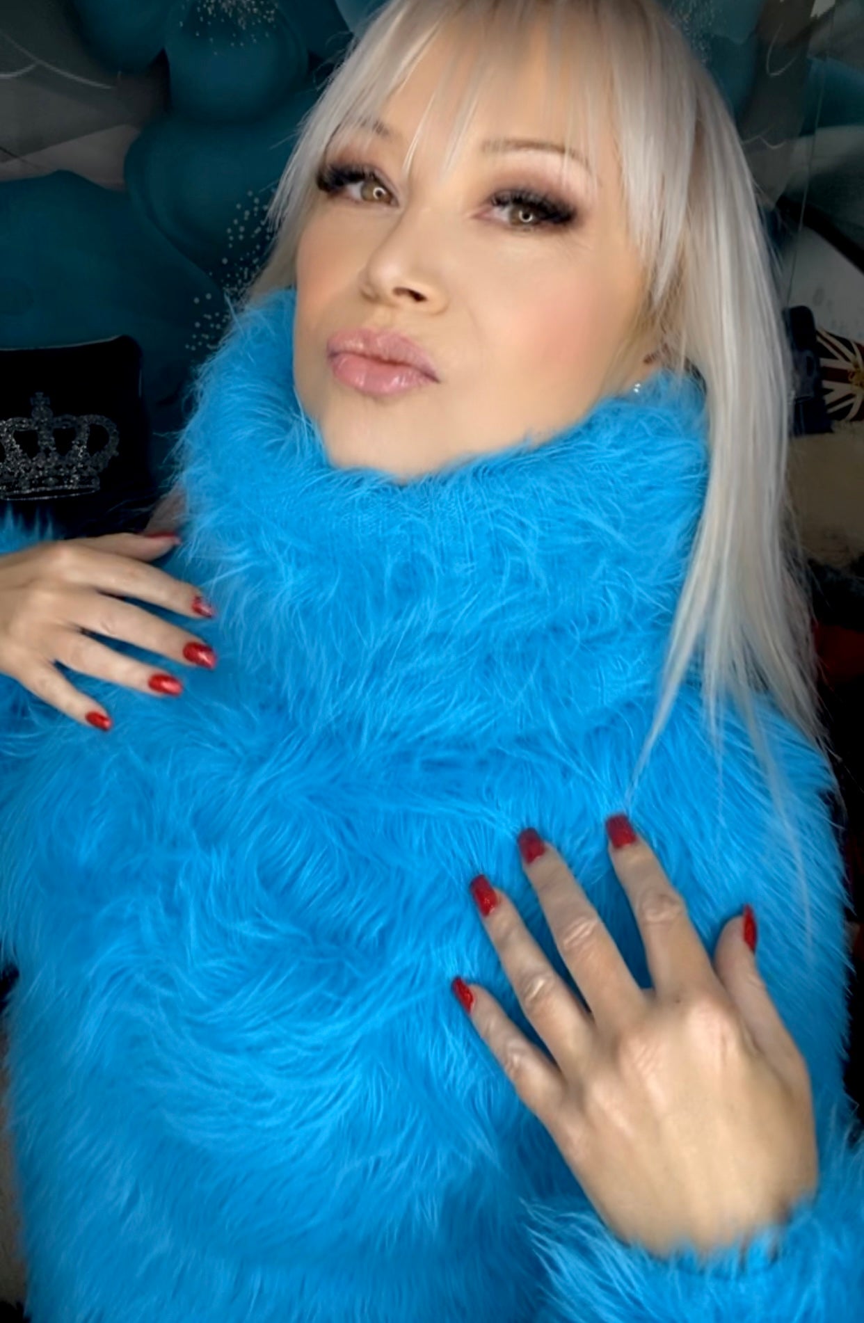 Aqua Blue Foxy Fur – Sweater Kitten Fuzzy Fluffy Furry Sweaters