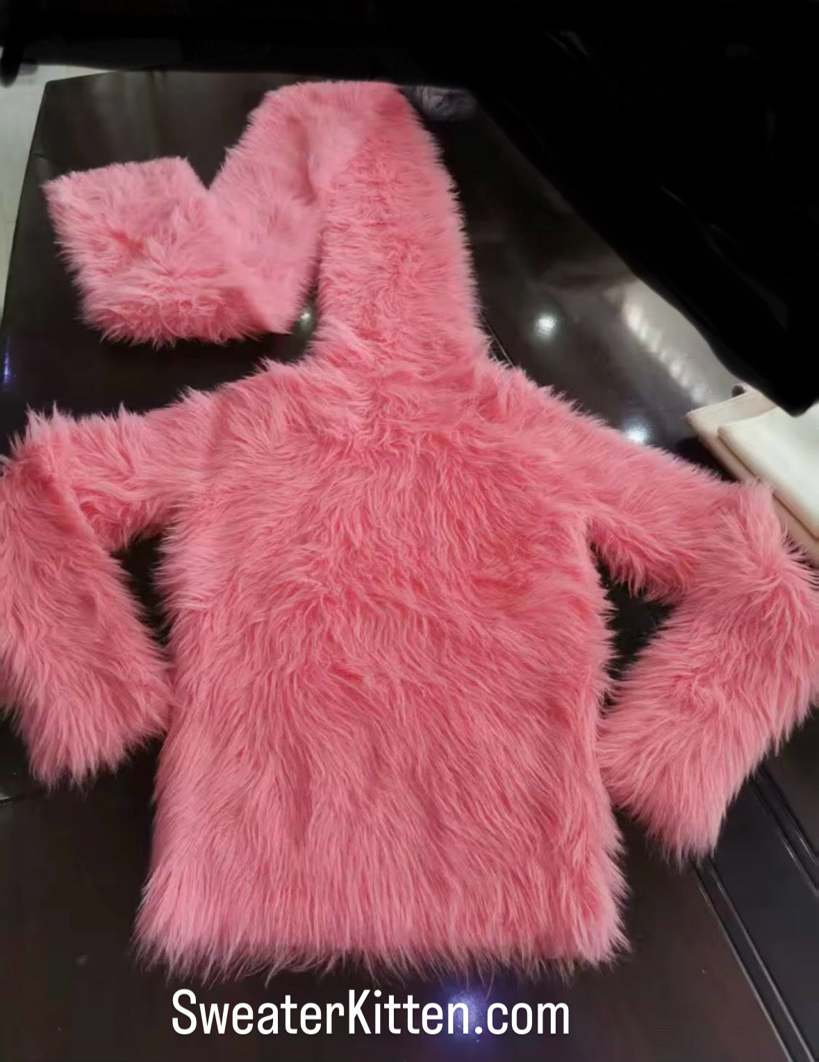 Pink Foxy Fur 200cm/80 inch Turtleneck Sweater