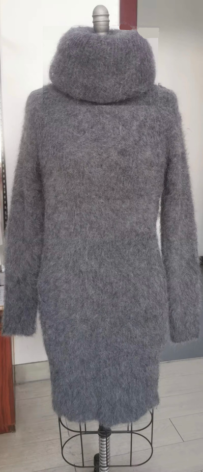 Gray Angora 200cm/80 inch Turtleneck Sweater Dress