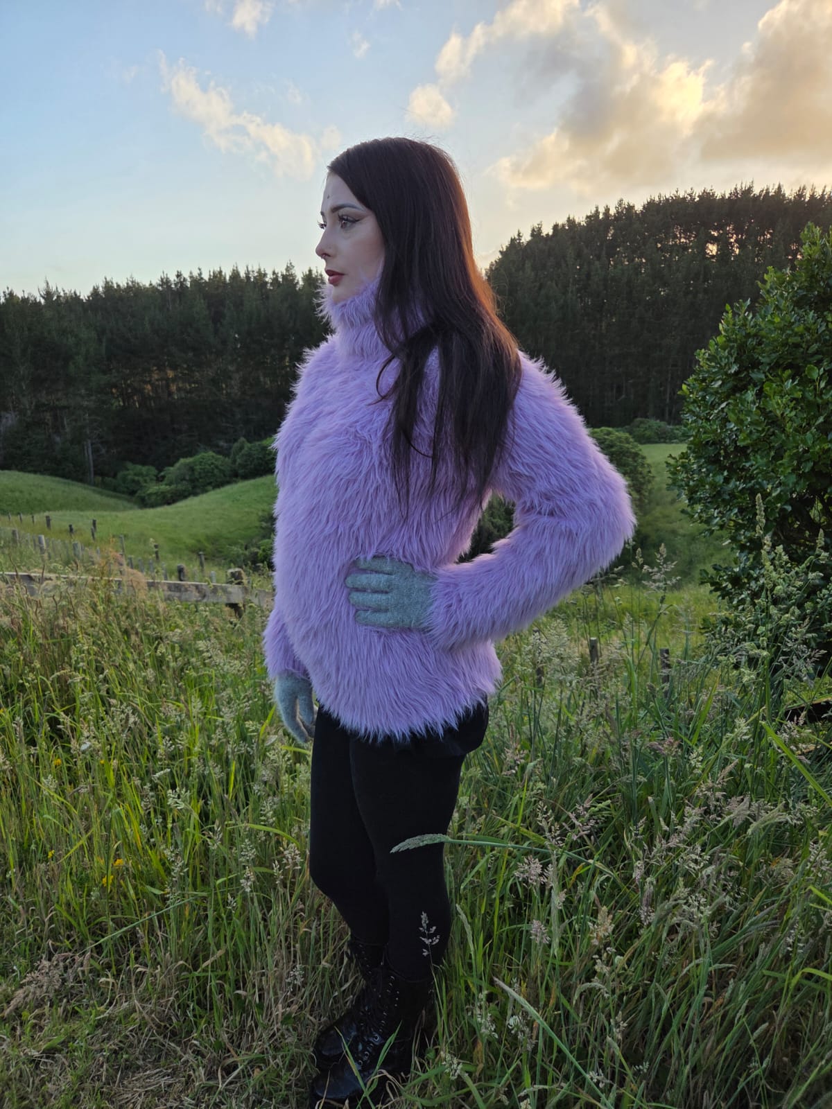 Purple Lavender Foxy Fur 50cm/20 inch Turtleneck Sweater