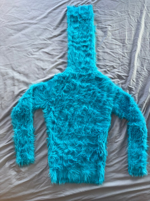 Aqua Electric Blue Foxy Fur 50cm/20 inch Turtleneck Sweater