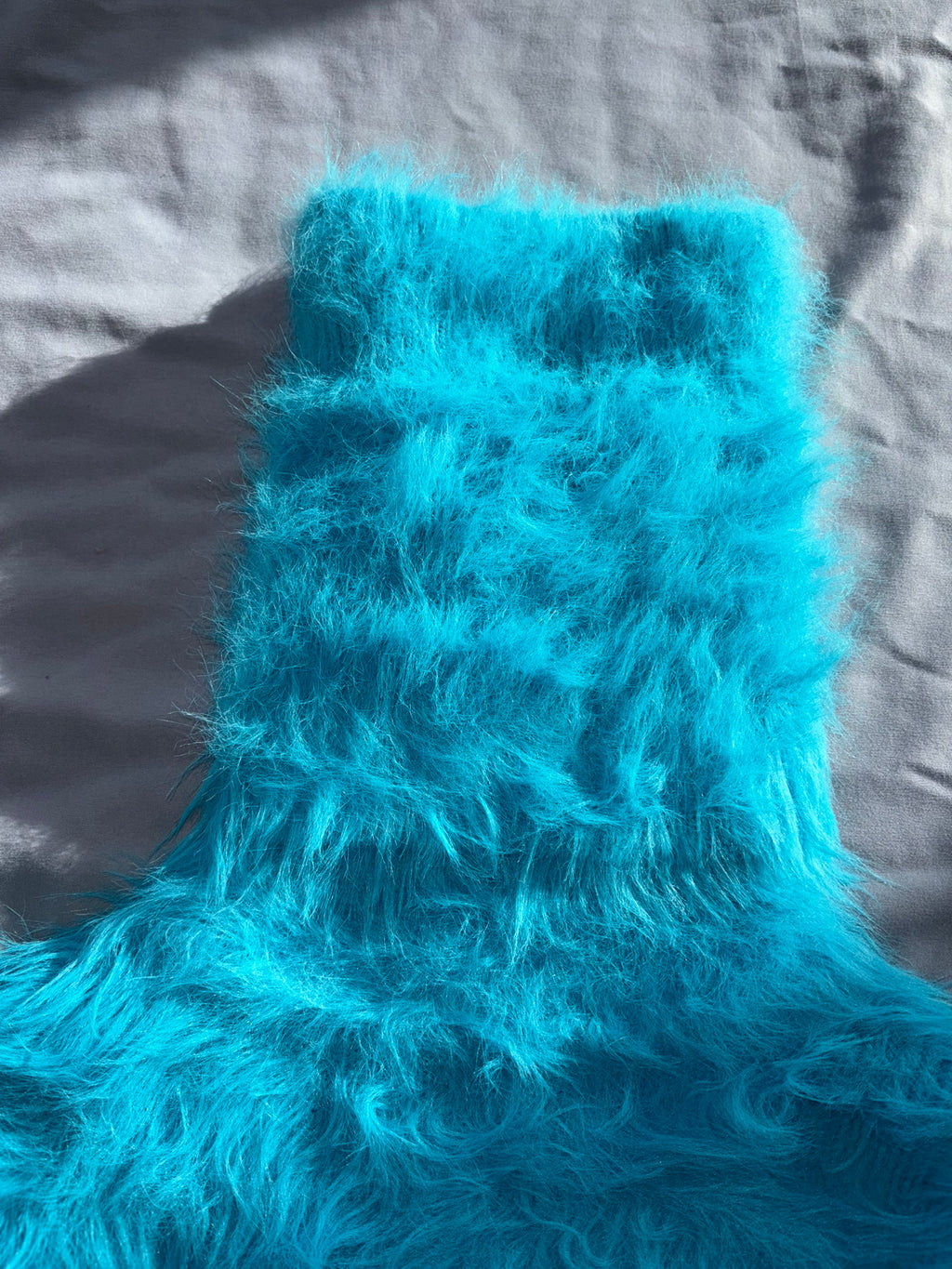 Aqua Electric Blue Foxy Fur 50cm/20 inch Turtleneck Sweater