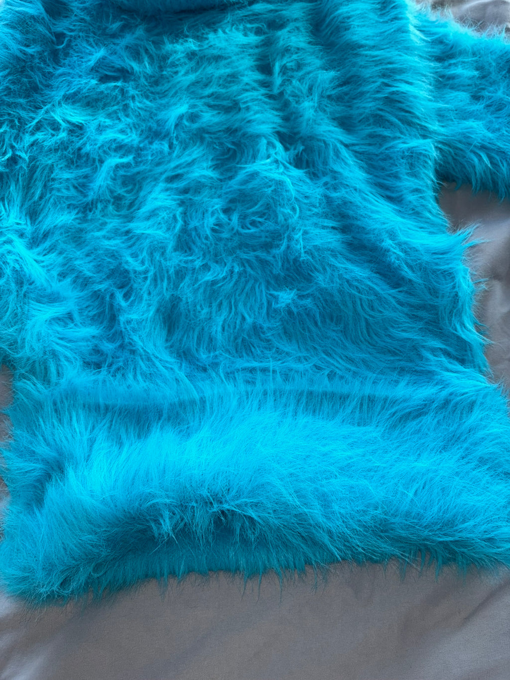 Aqua Electric Blue Foxy Fur 50cm/20 inch Turtleneck Sweater