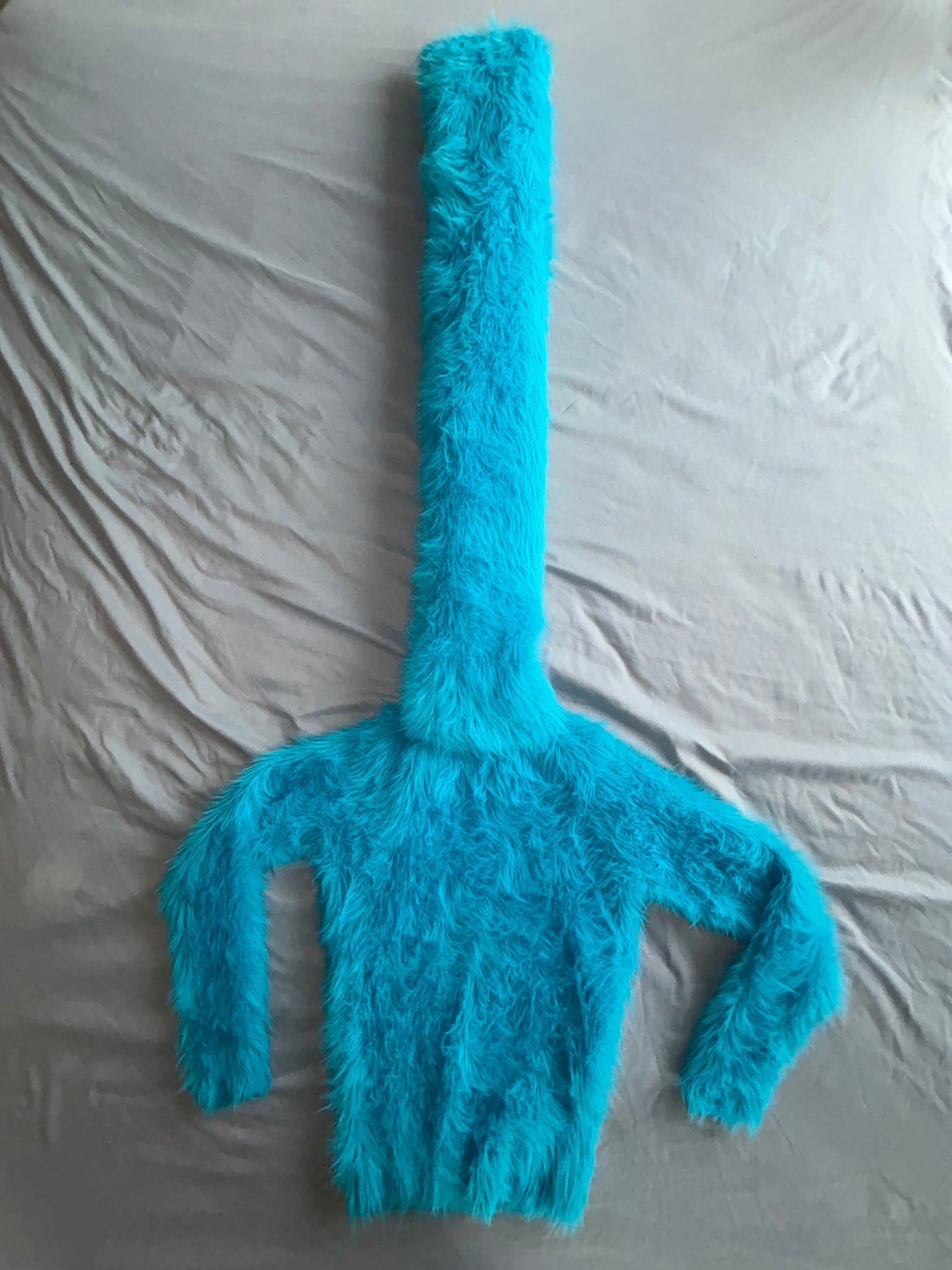 Aqua Electric Blue Foxy Fur 200cm/80 inch Turtleneck Sweater