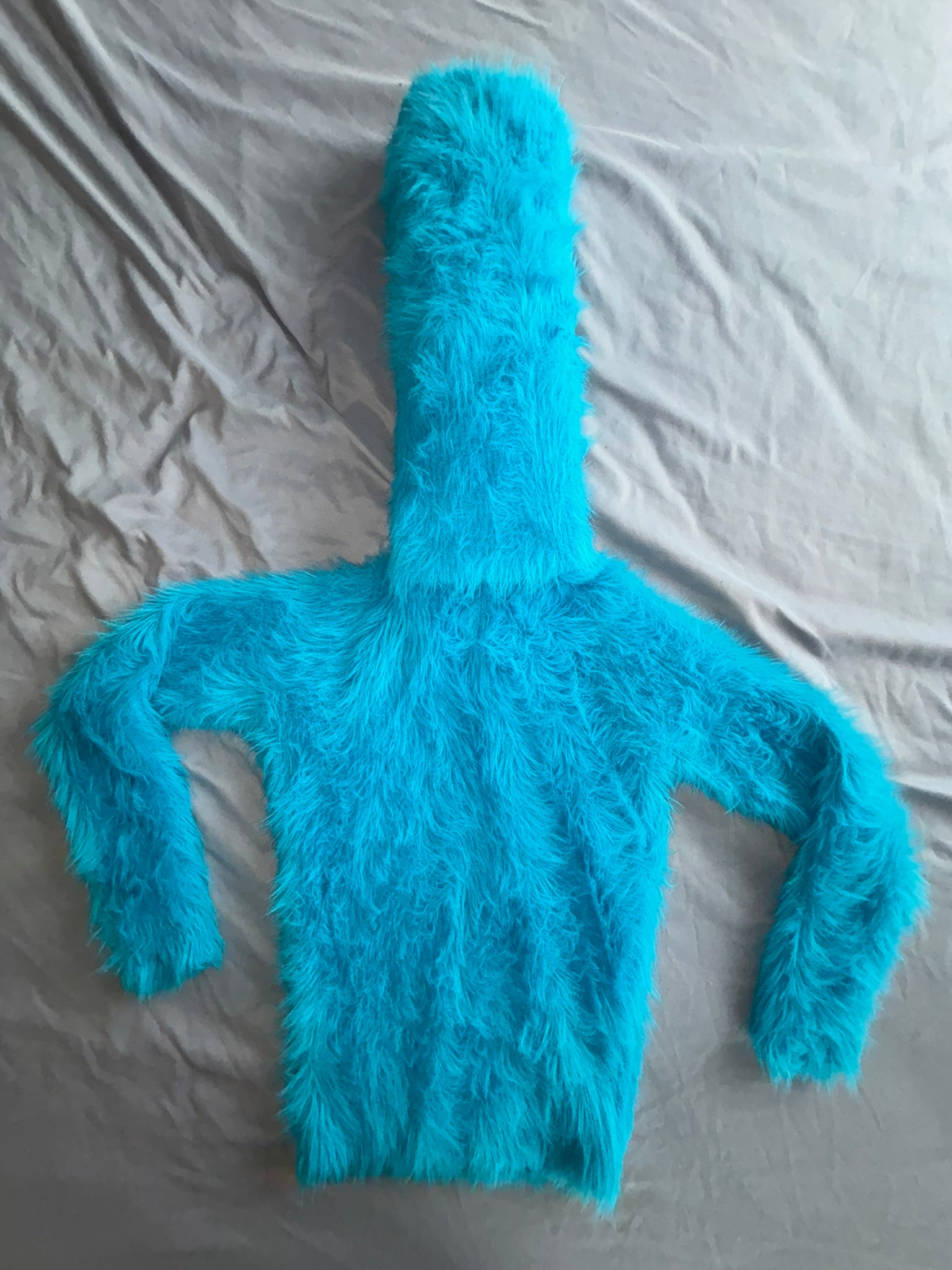 Aqua Electric Blue Foxy Fur 200cm/80 inch Turtleneck Sweater