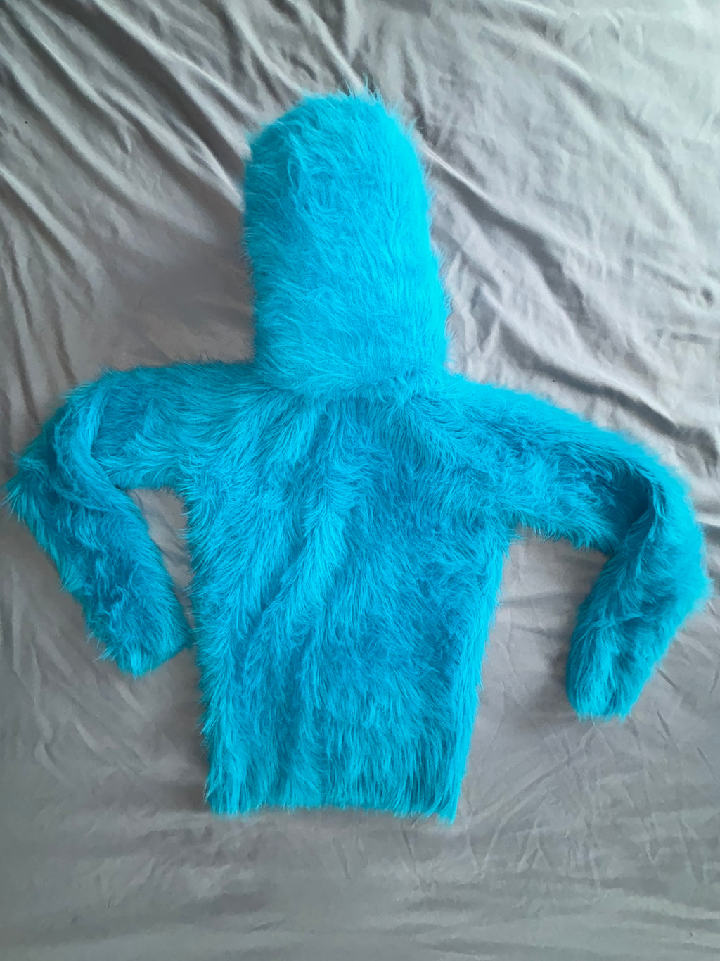Aqua Electric Blue Foxy Fur 200cm/80 inch Turtleneck Sweater