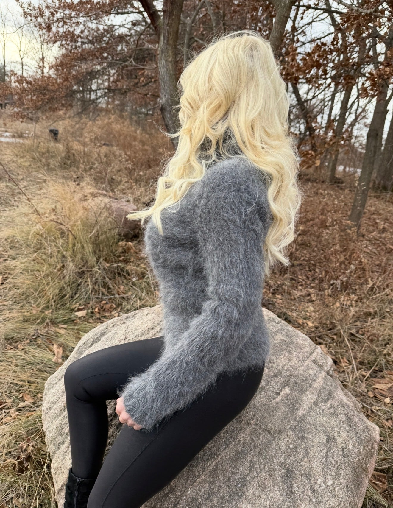 Gray Angora 50cm/20 inch Turtleneck Sweater